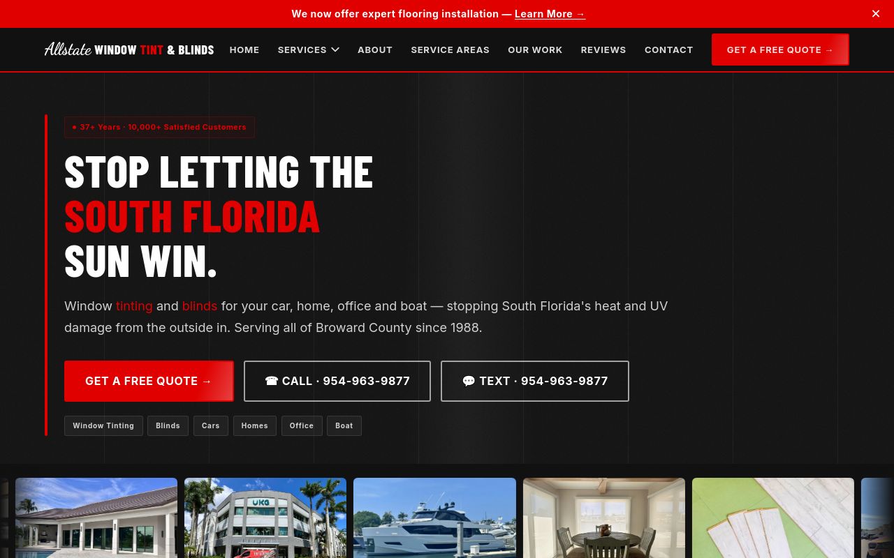 Homepage of WINDOW TINT & BLINDS's website