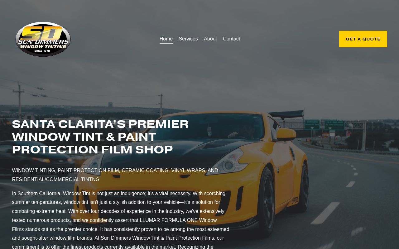 Homepage of Sun Dimmers Window Tinting & Paint Protection Film's website