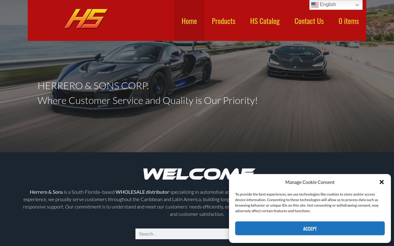 Homepage of HS Automotive Accessories's website