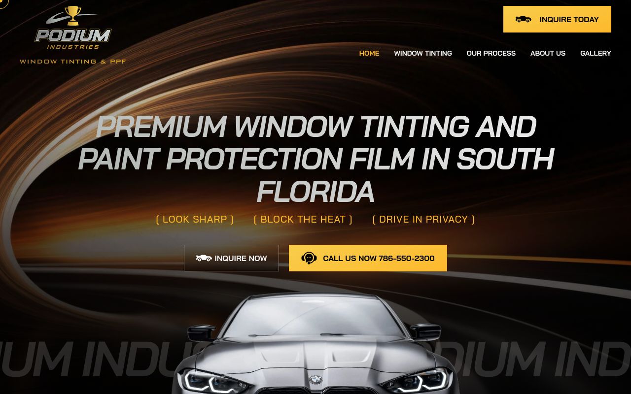 Homepage of Podium Industries's website
