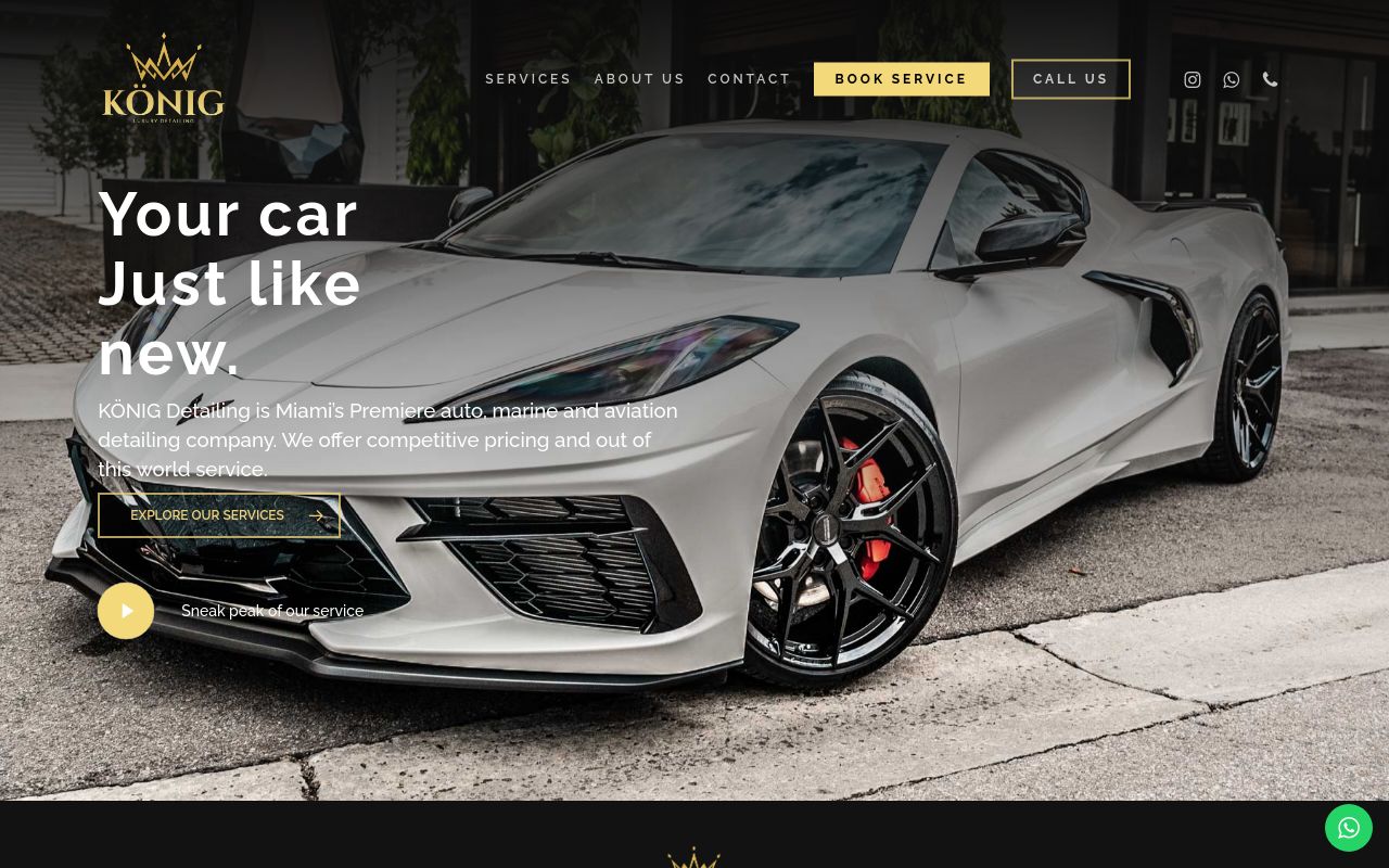 Homepage of Konig Detailing's website
