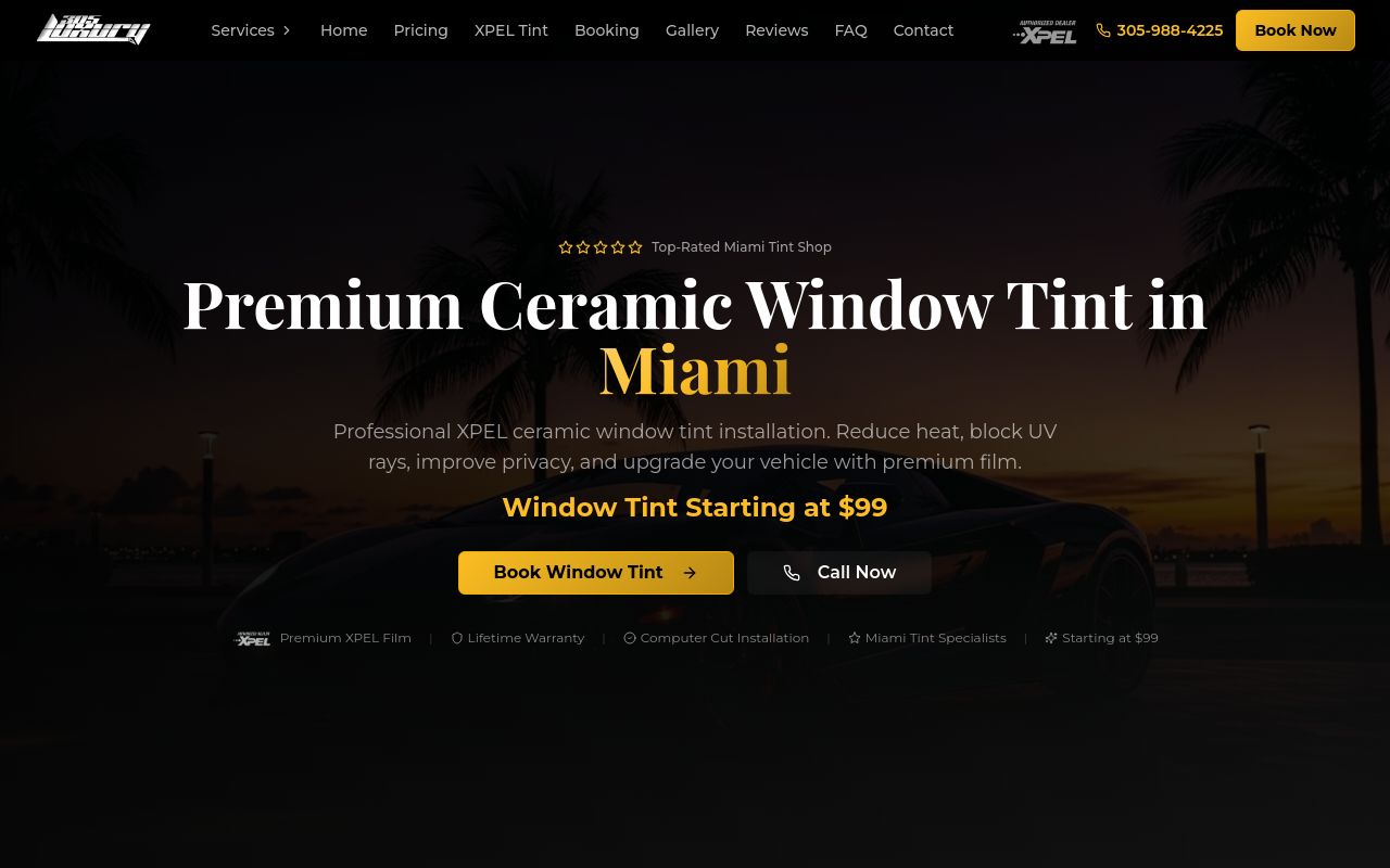 Homepage of 305 Luxury's website