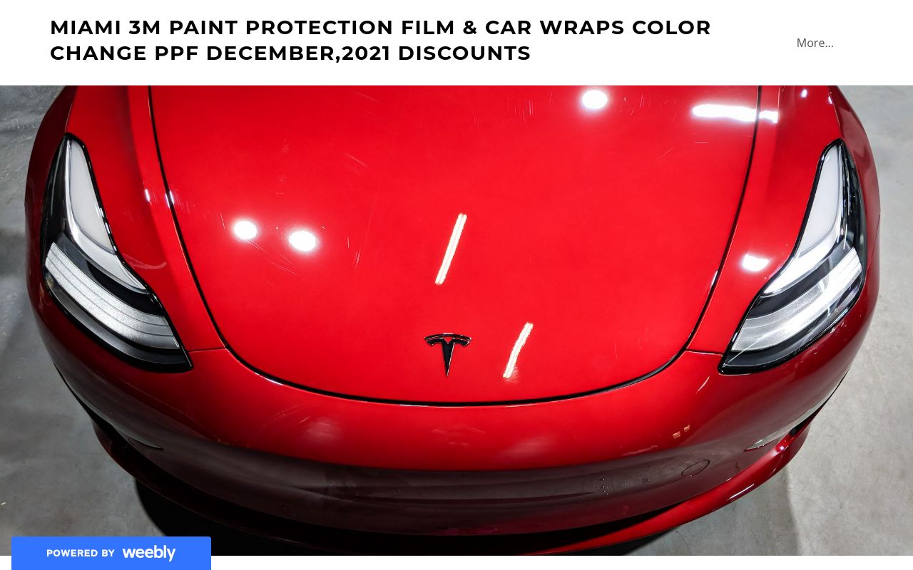 Homepage of Miami Car Paint Protection Film and Clear Bra 3M installers's website