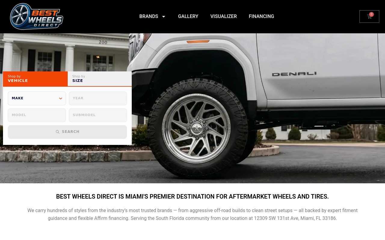 Homepage of Miami Best Wheels's website