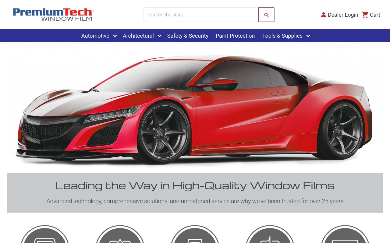 Homepage of Premium Tech Window Film's website