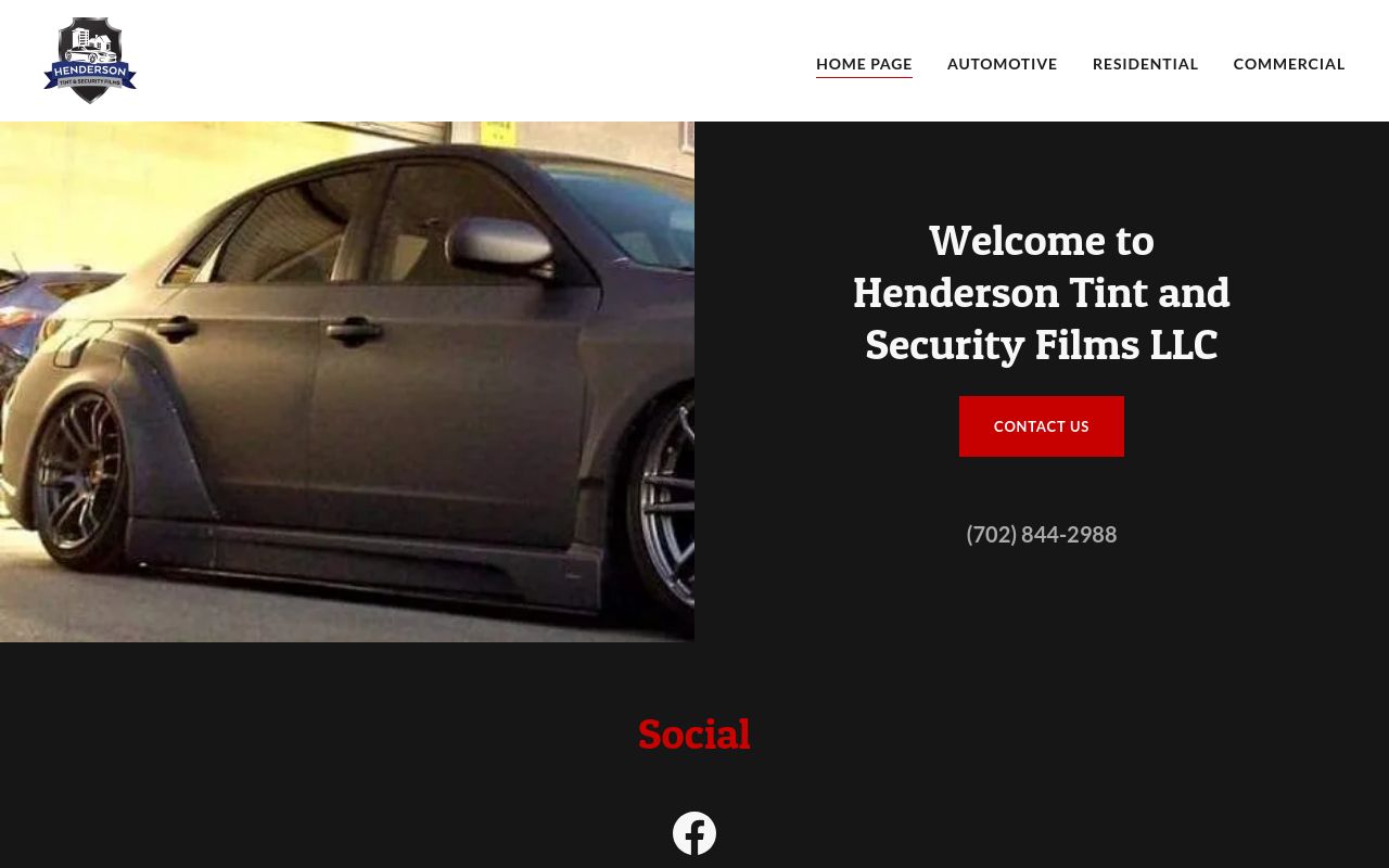 Homepage of Henderson Tint And Security Films's website