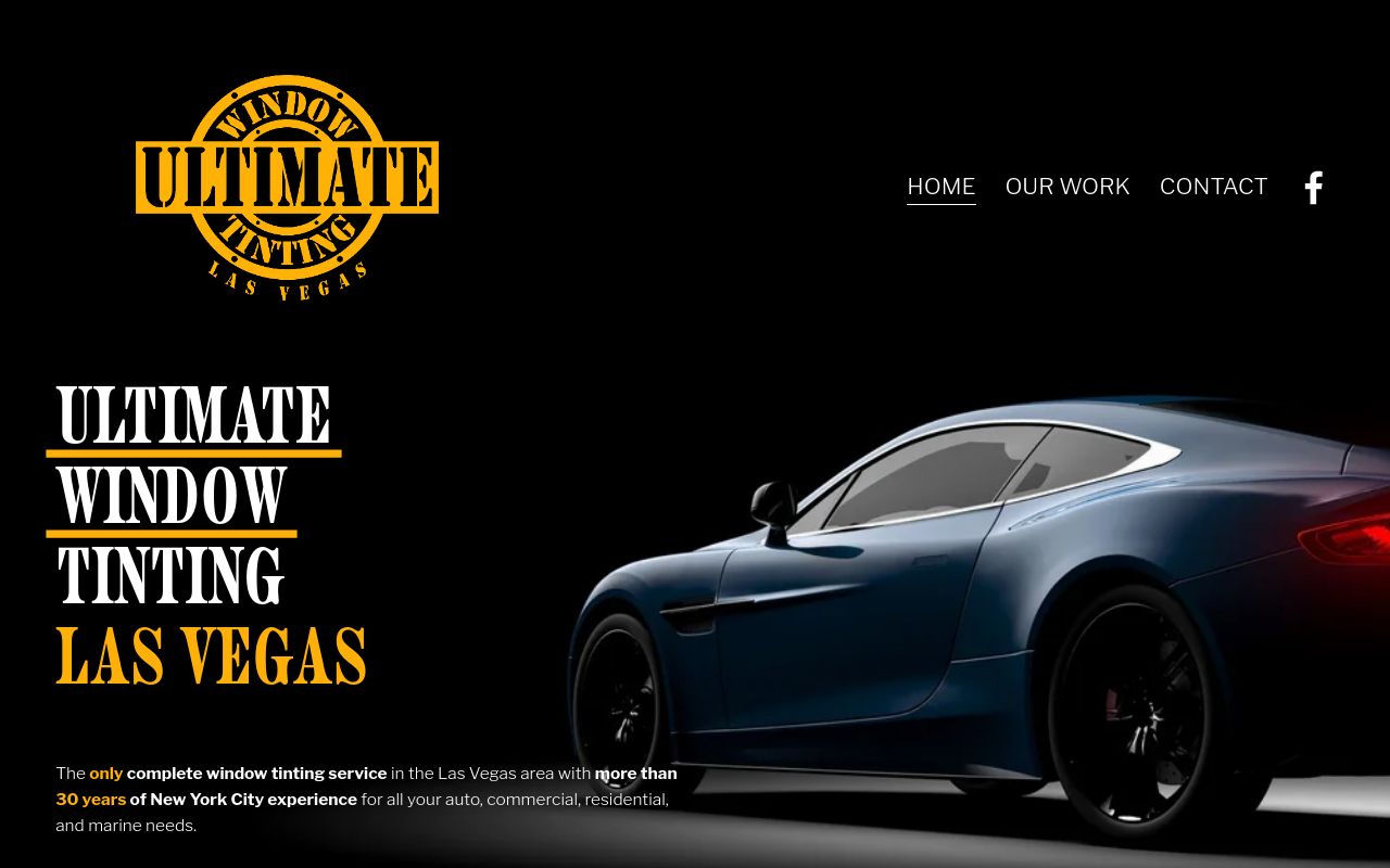 Homepage of Ultimate Window Tinting's website