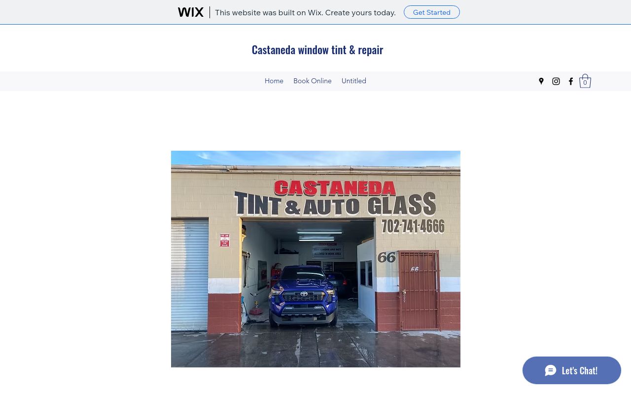 Homepage of Castaneda Window tint's website