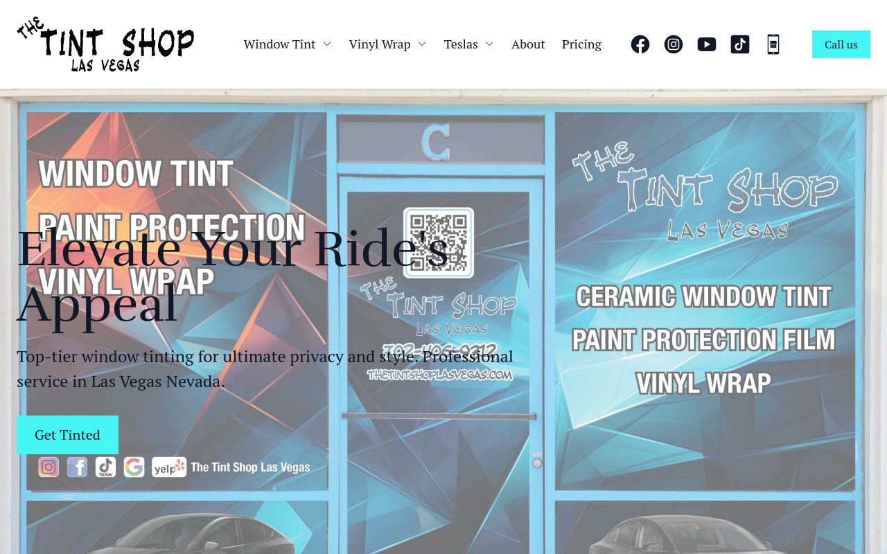 Homepage of The Tint Shop Las Vegas's website