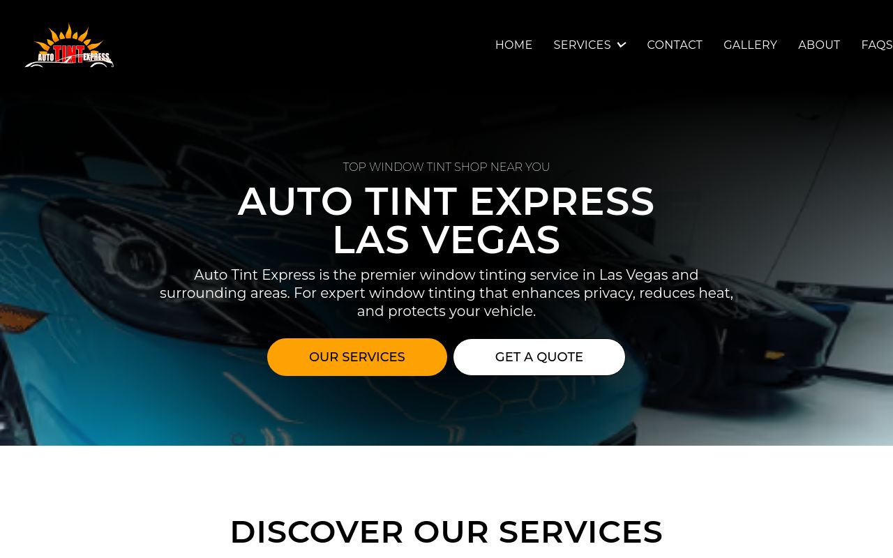 Homepage of Auto Tint Express Window Tinting's website