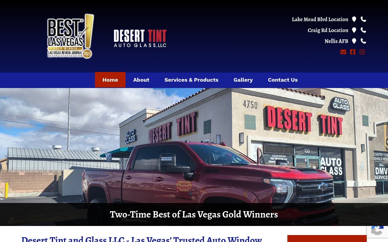 Homepage of Desert Tint's website