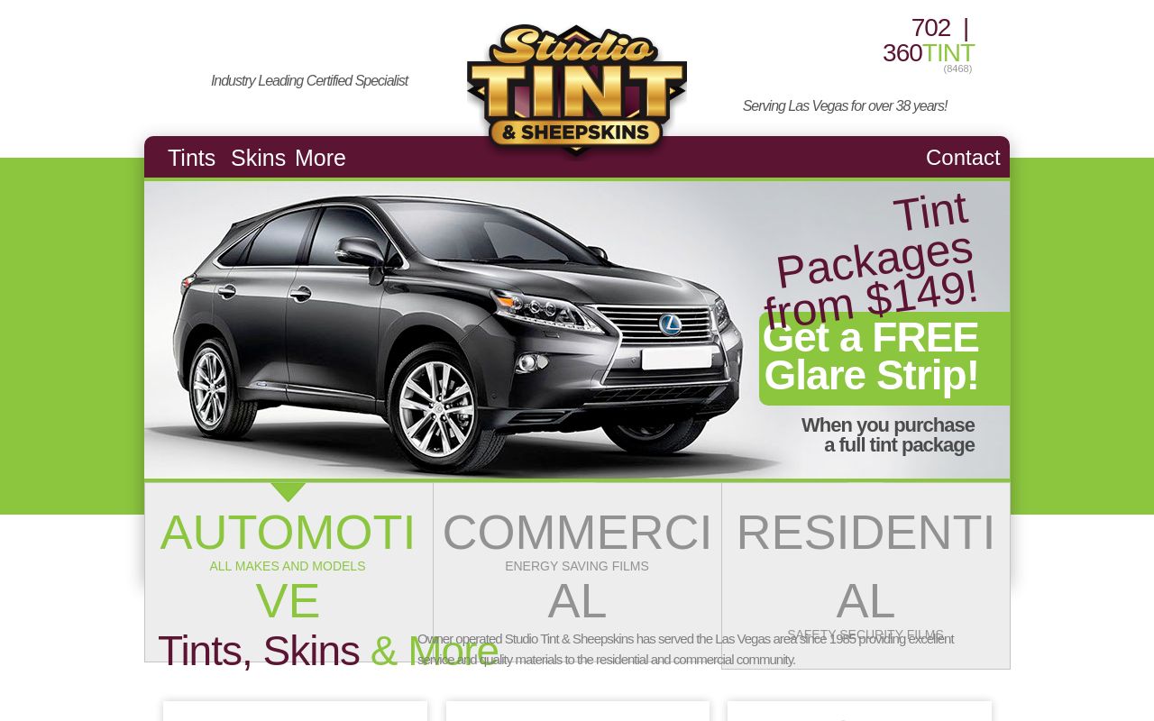 Homepage of Studio Tint & Sheepskins's website