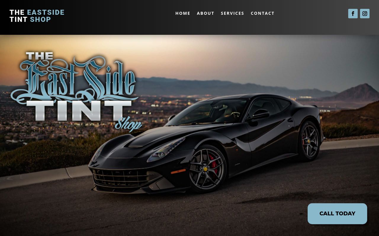 Homepage of The Eastside Tint Shop's website