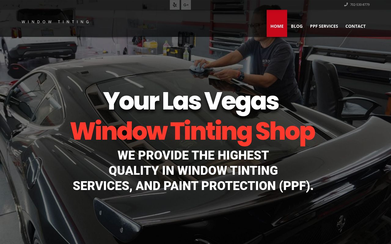 Homepage of Armando’s Custom Window Tinting's website