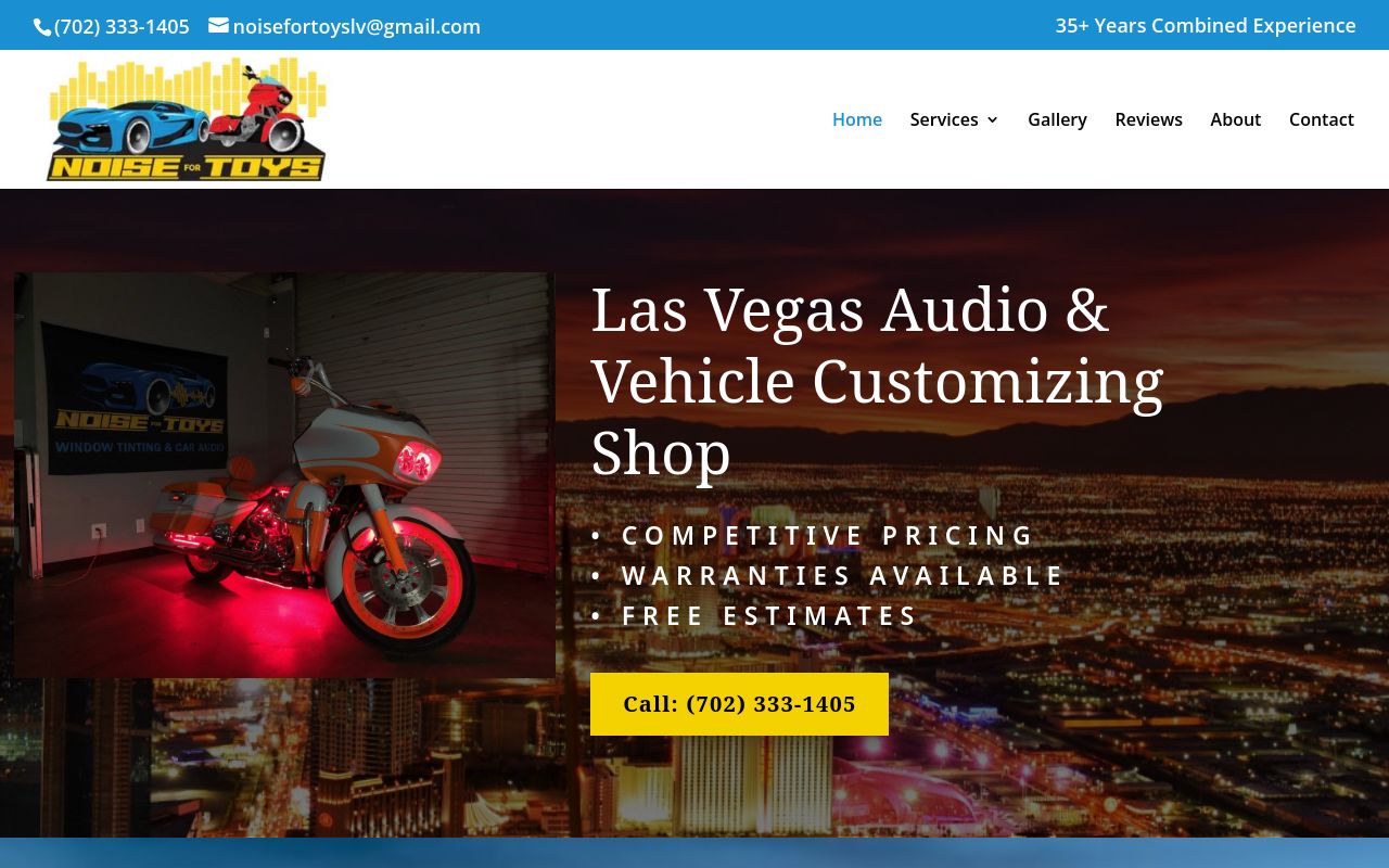 Homepage of Noise For Toys's website
