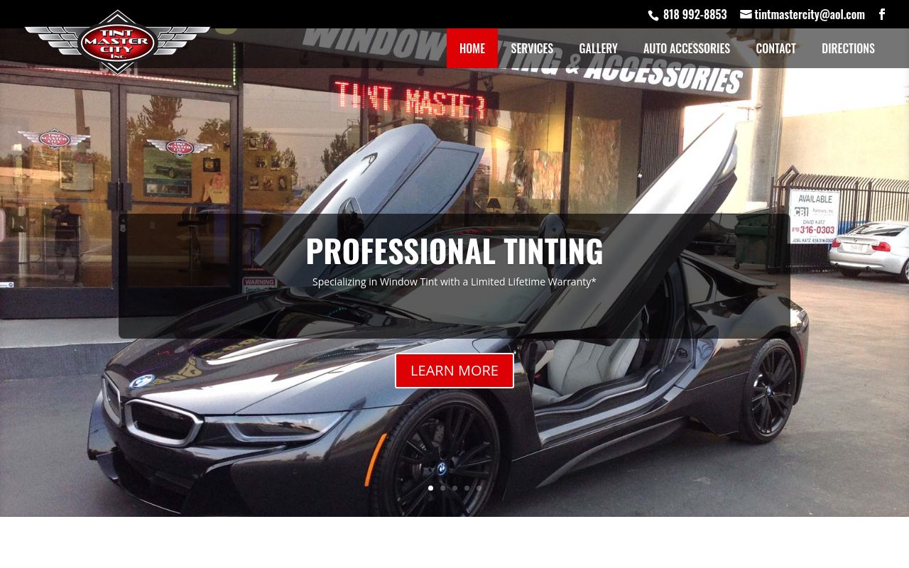 Homepage of Tint Master City.'s website