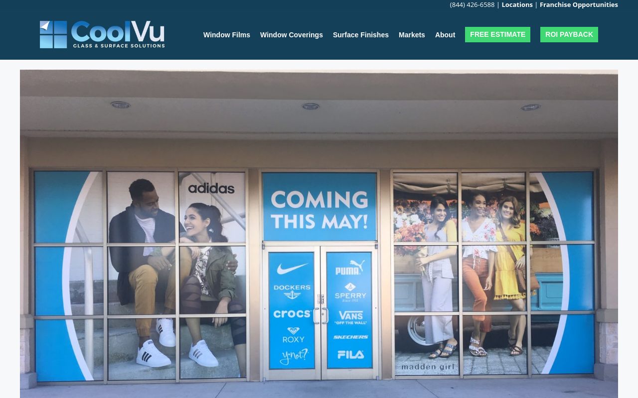 Homepage of CoolVu - Commercial & Home Window Tint's website