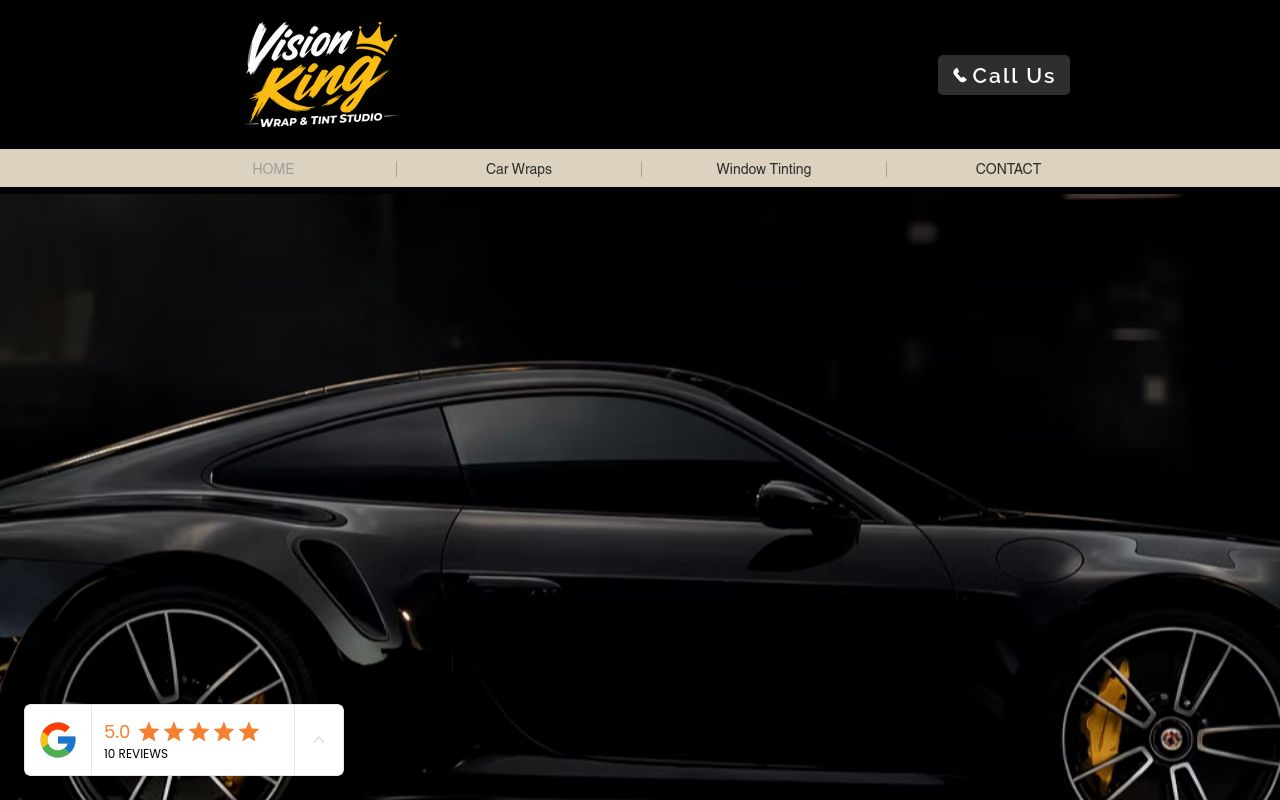 Homepage of Vision King Wrap Studio's website
