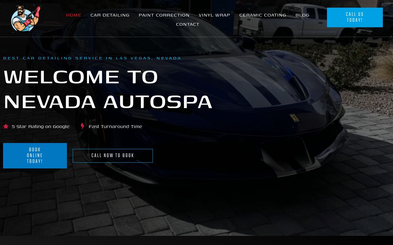Homepage of Nevada Mobile Detailing & Auto Spa's website