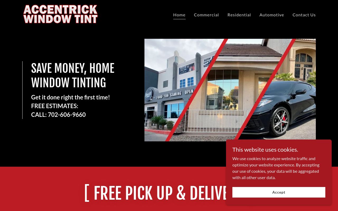 Homepage of Accentrick Tint LV's website
