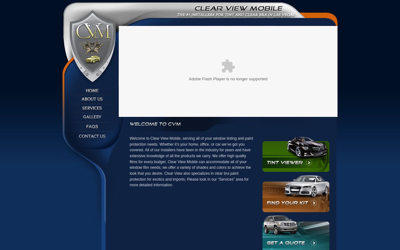 Homepage of Clear View Mobile's website