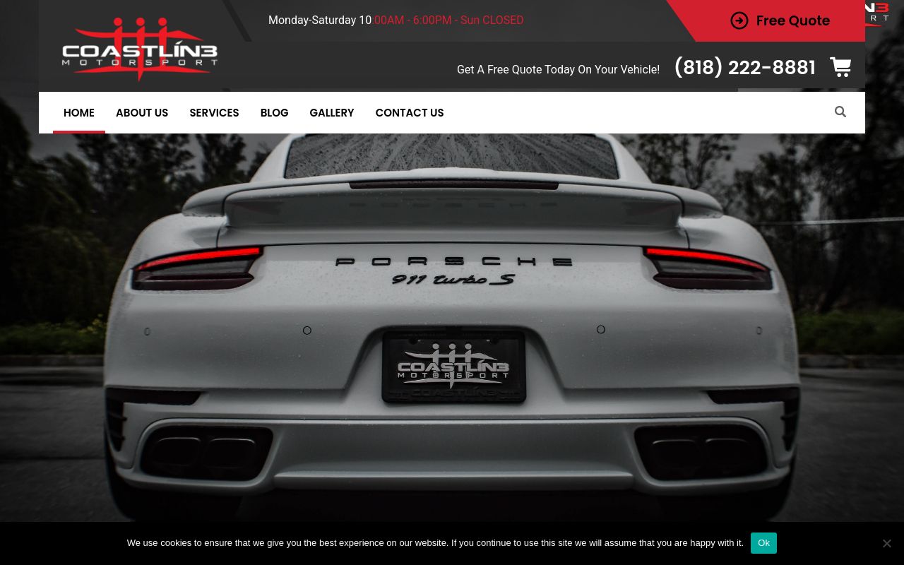 Homepage of Coastline Motorsport LLC's website