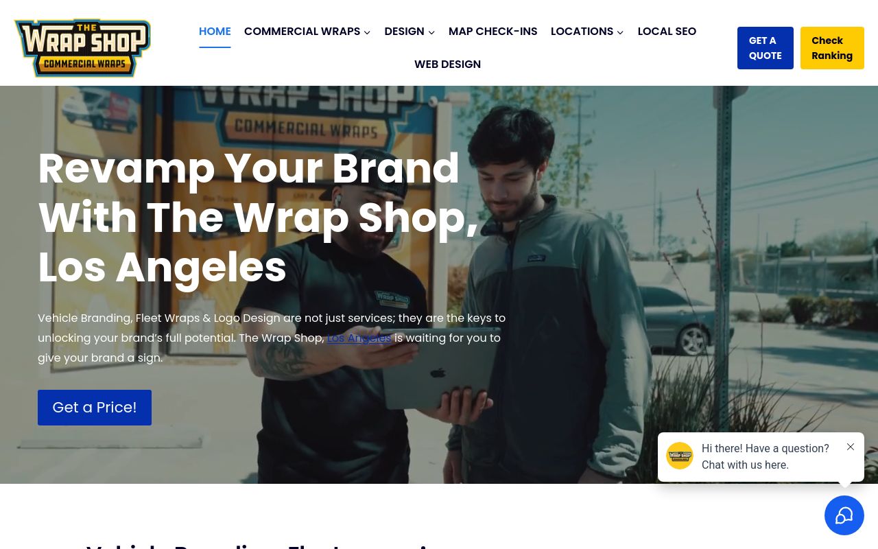 Homepage of The Wrap Shop's website