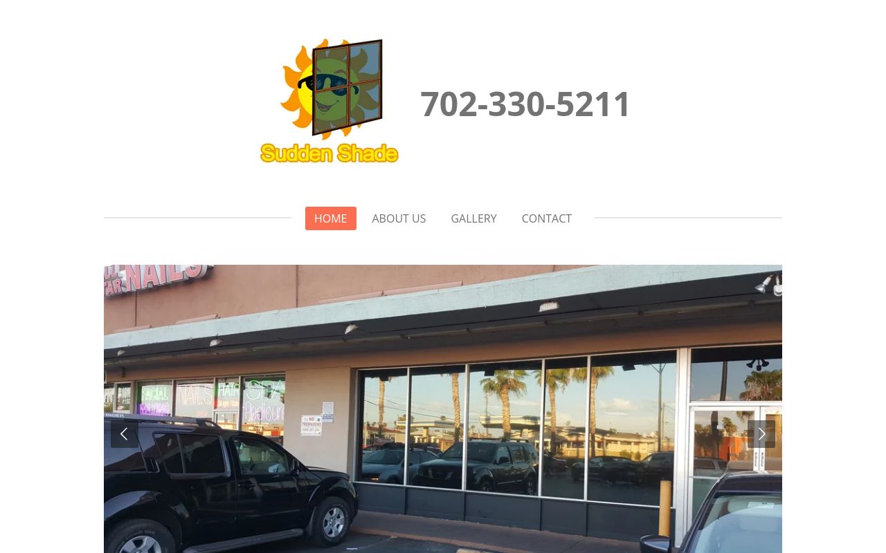 Homepage of Sudden Shade Tinting's website
