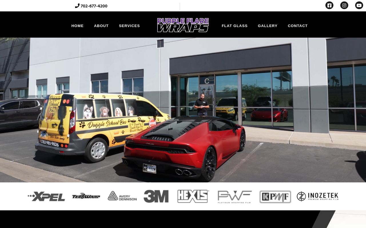Homepage of Purple Flare Wraps's website