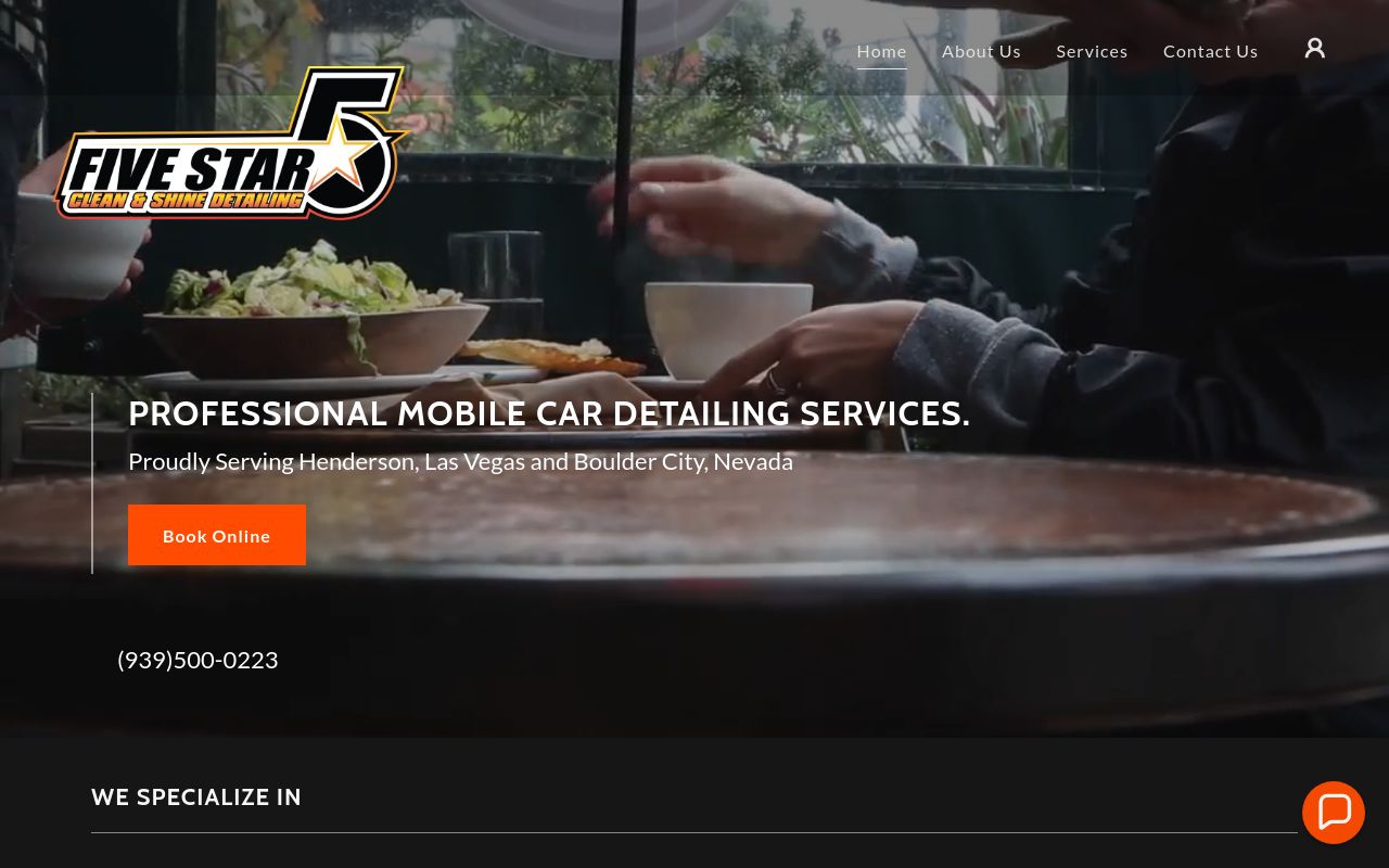 Homepage of 5 Star Clean & Shine Mobile Car-RV Detailing LV-Ceramic & PPF's website