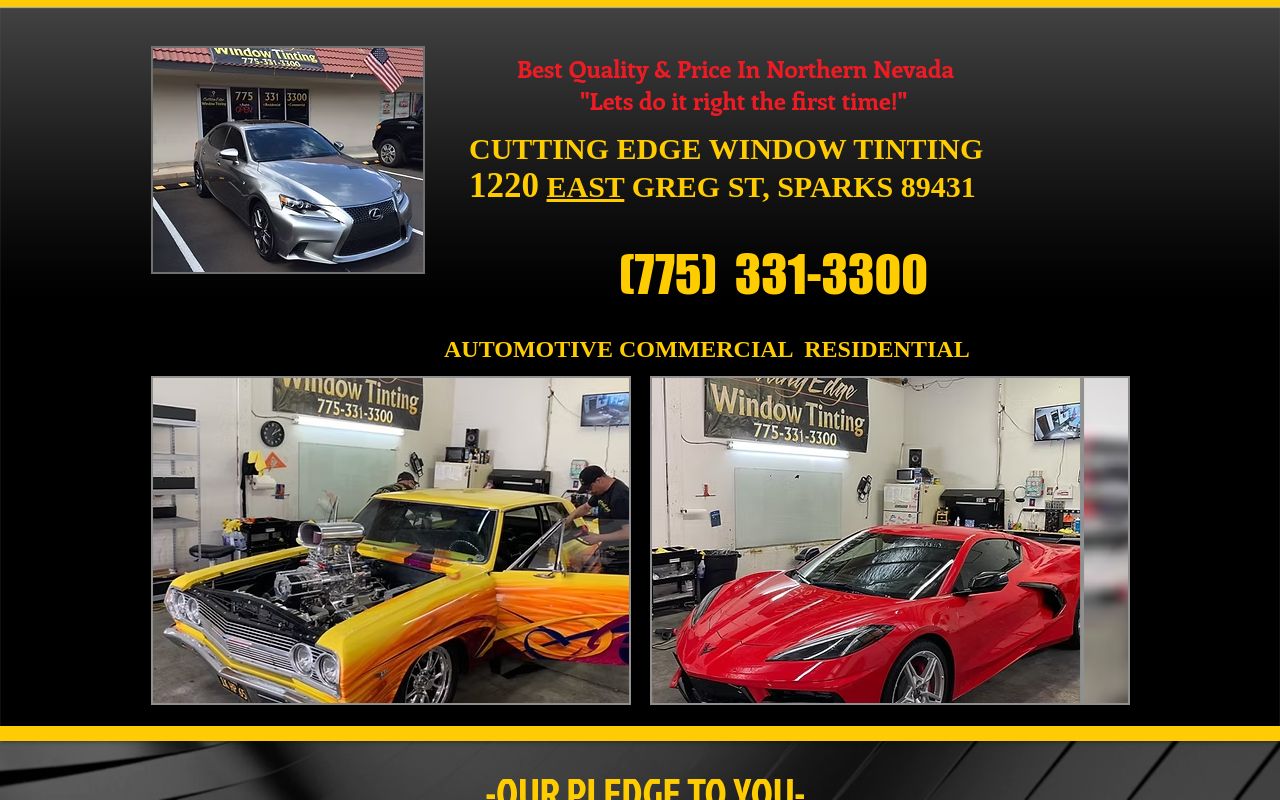 Homepage of CUTTING EDGE WINDOW TINTING's website