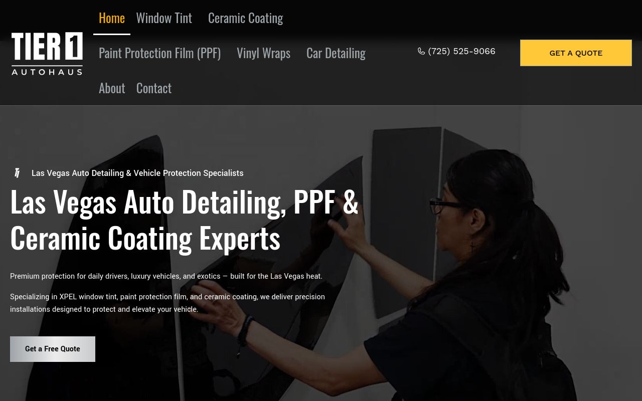 Homepage of Tier 1 Autohaus's website