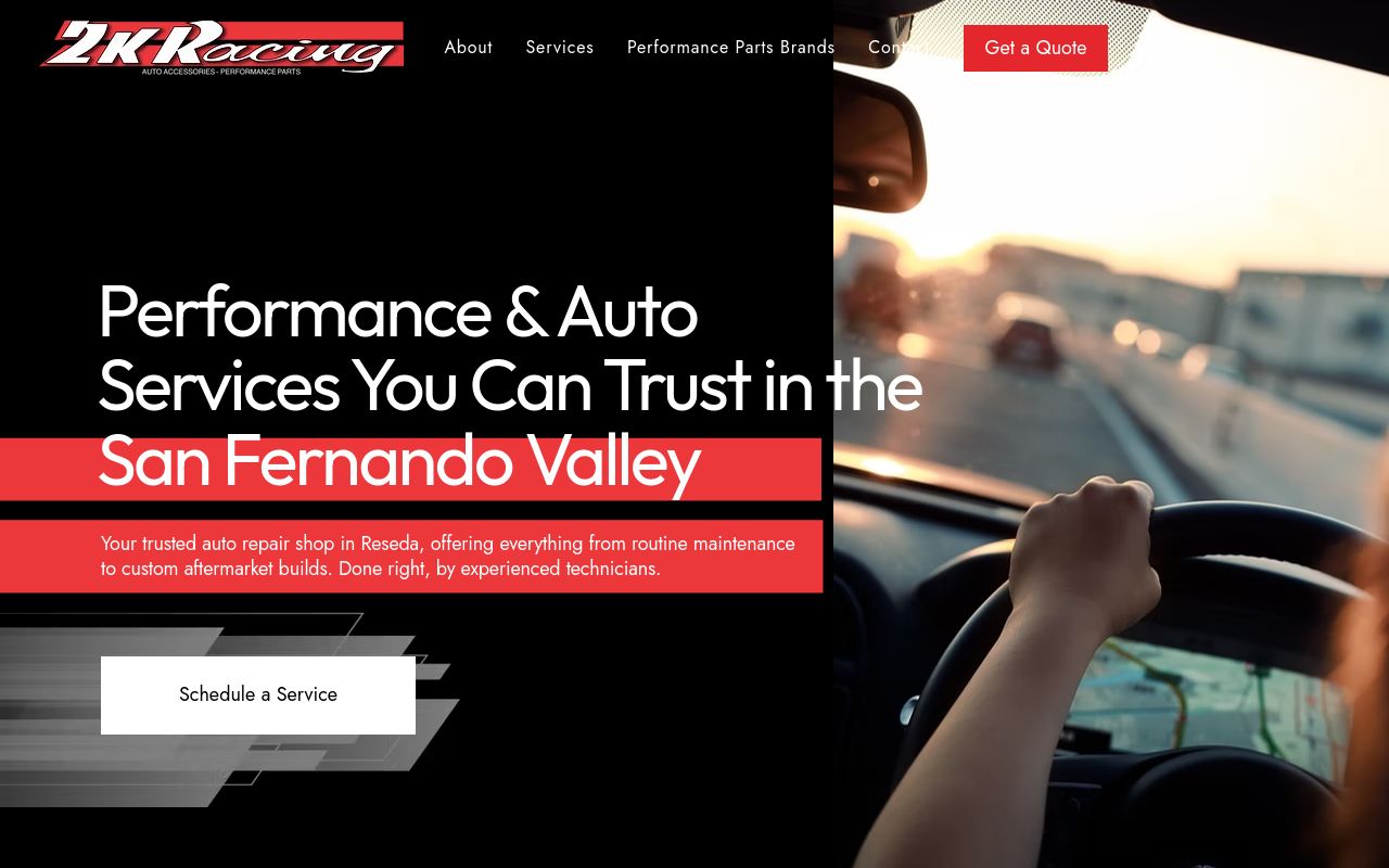 Homepage of 2K Window Tinting's website