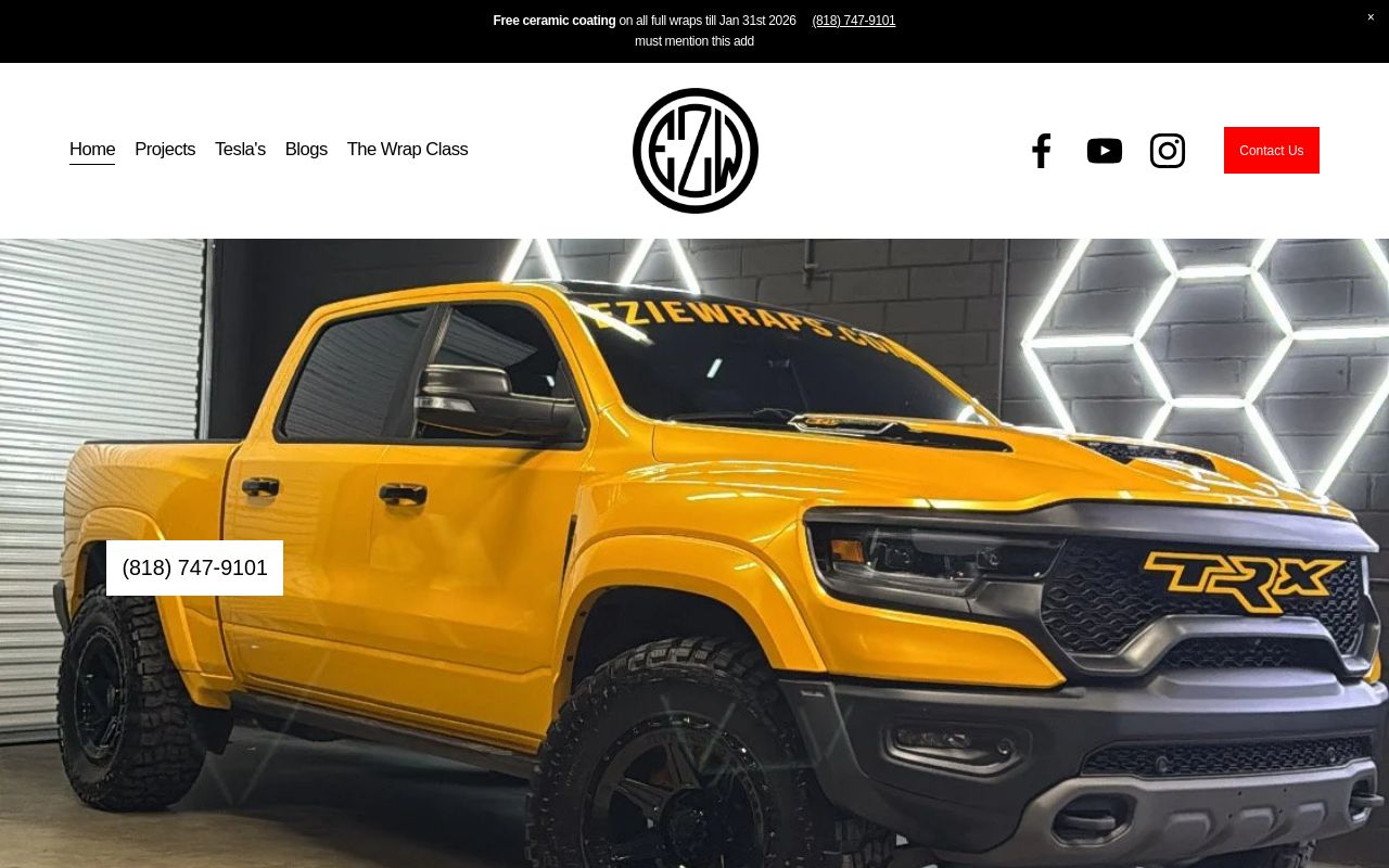 Homepage of Ezie Wraps's website
