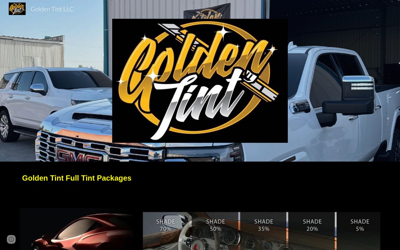 Homepage of GoldenTint LLC's website