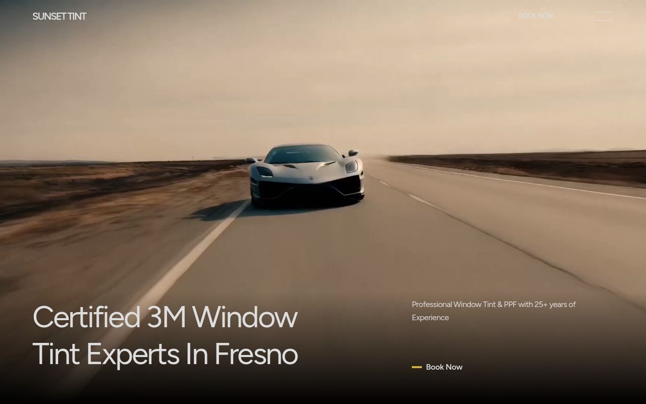 Homepage of Sunset Tint Inc's website
