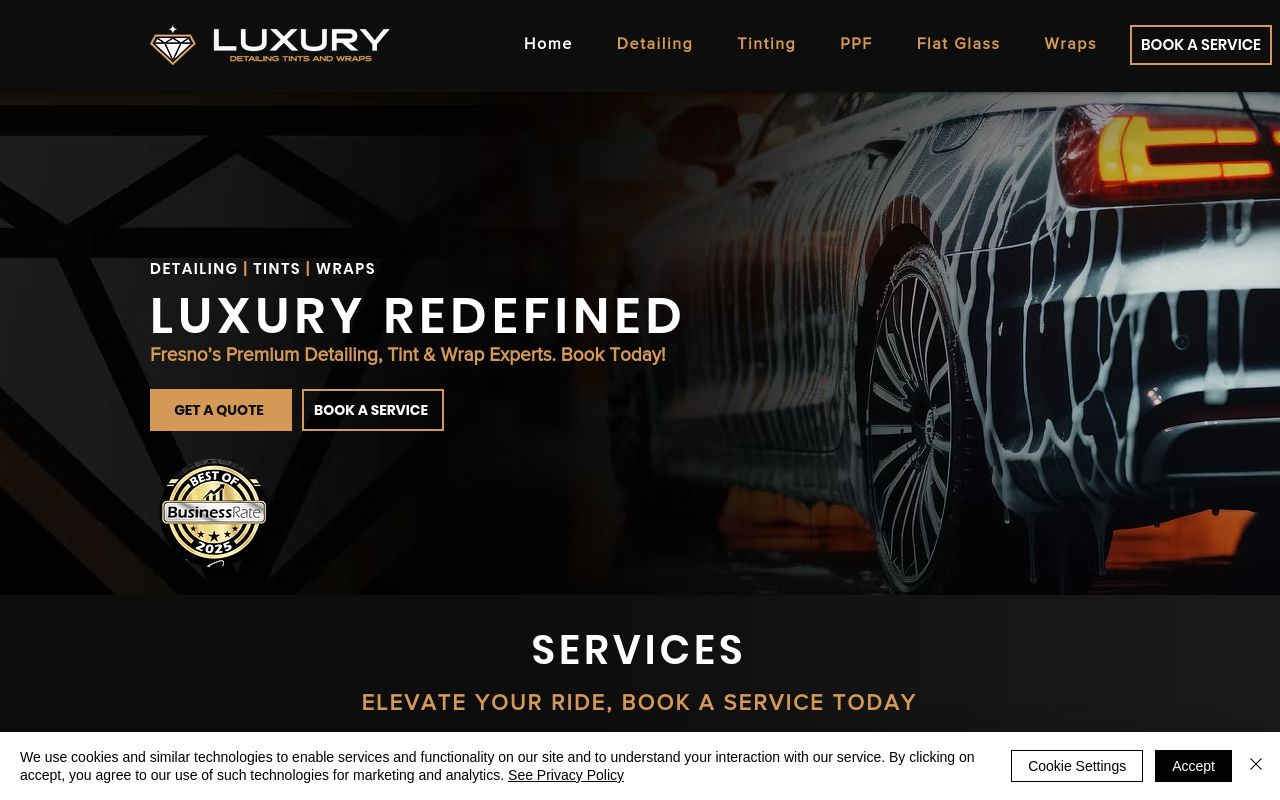 Homepage of Luxury Detailing Tints And Wraps's website