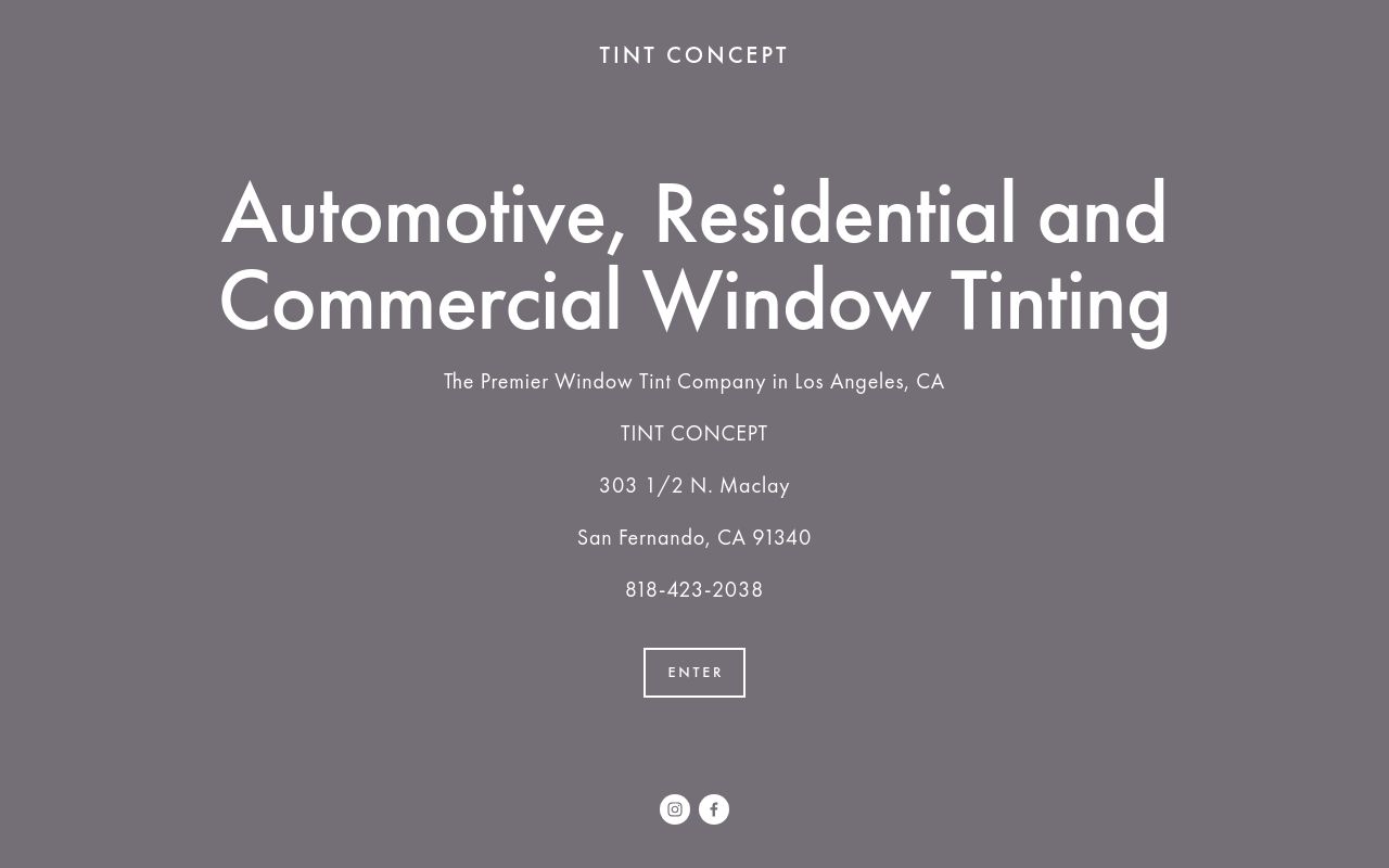 Homepage of Tint Concept's website