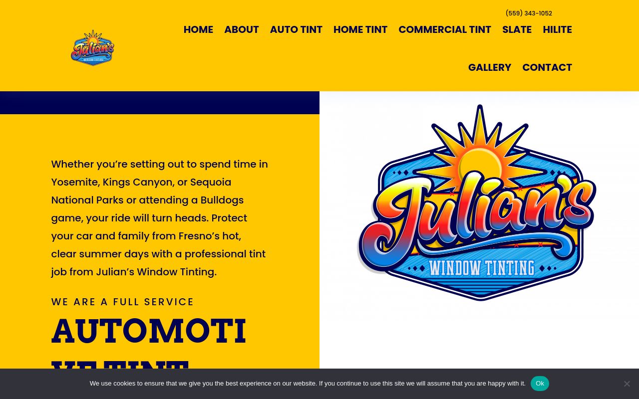 Homepage of Julian's Window Tinting's website