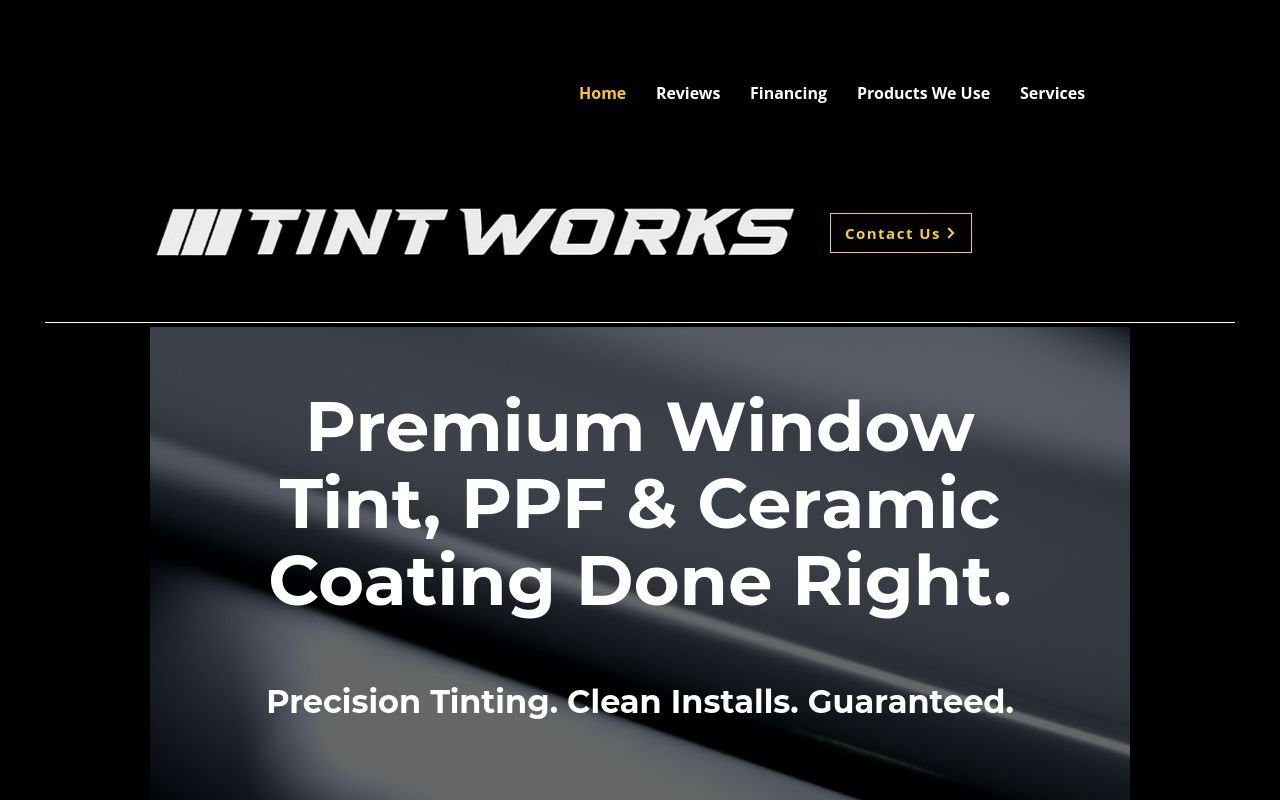 Homepage of Tint Works's website