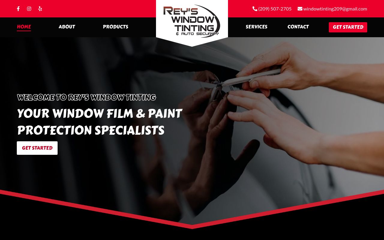 Homepage of Rey's Window Tinting's website