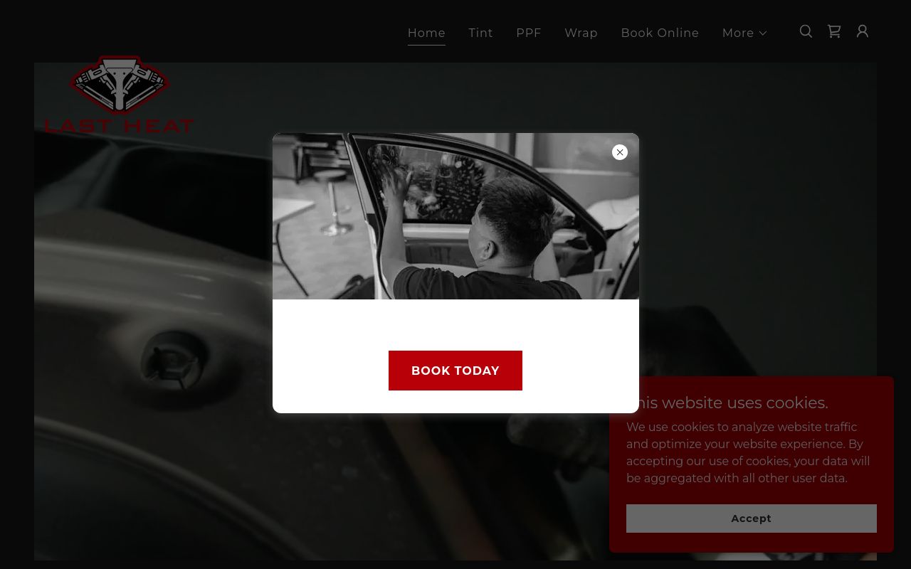 Homepage of Last Heat Window tinting's website