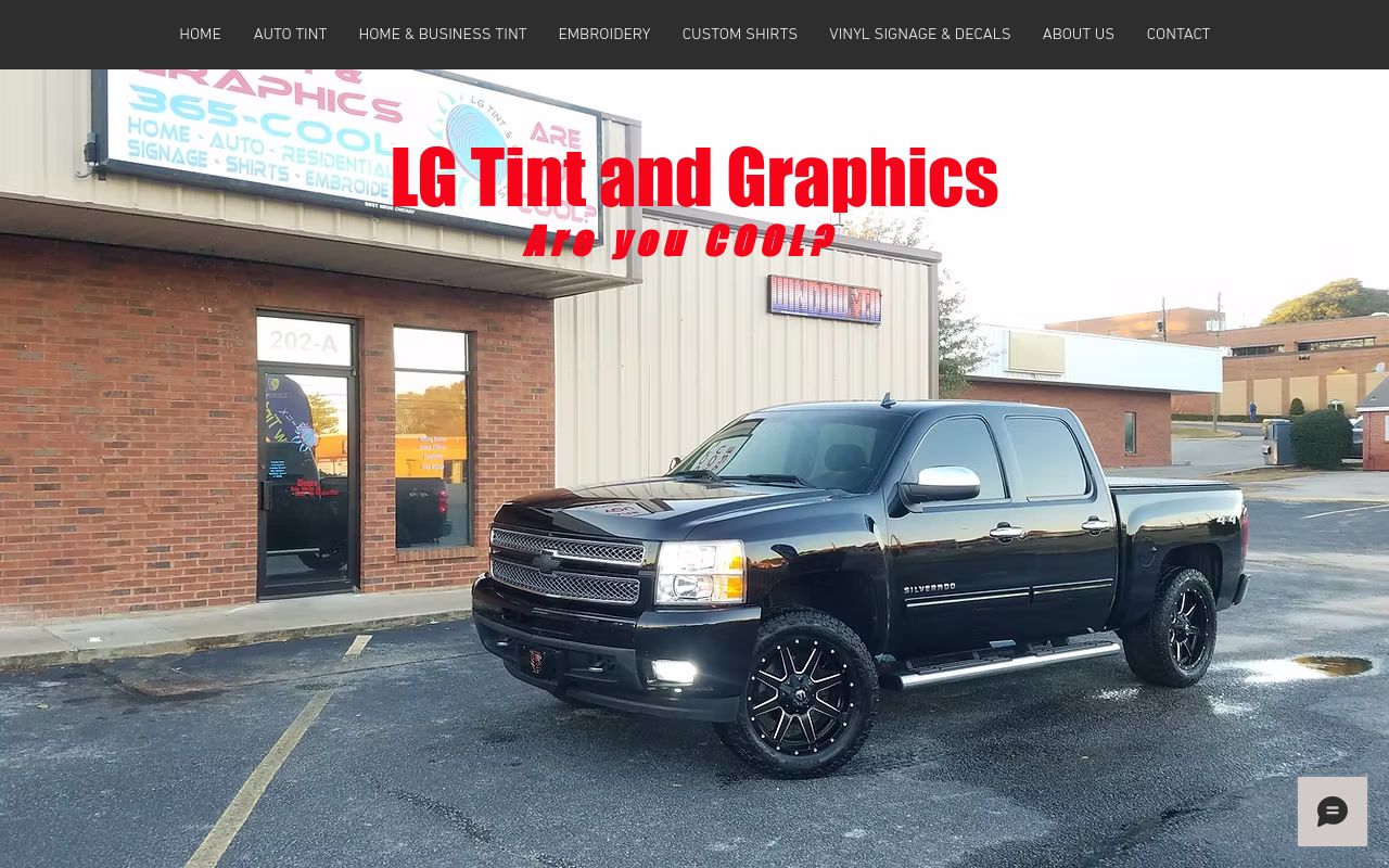 Homepage of LG Tint and Graphics's website