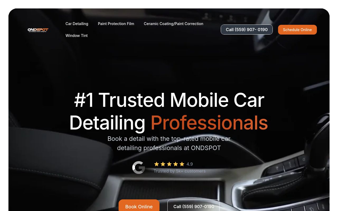 Homepage of On D Spot Auto Detailing & Ceramic Coating Pros's website