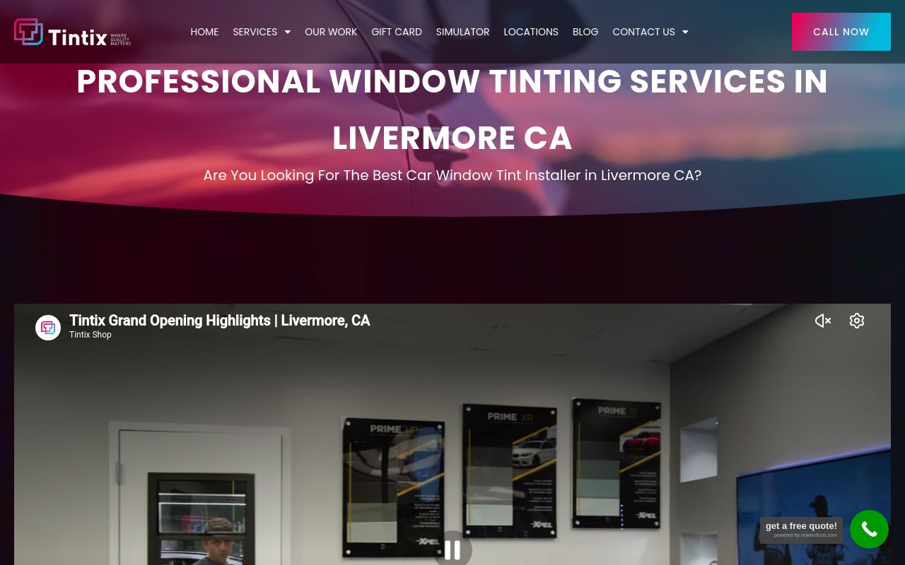 Homepage of TINTIX Window Tint, PPF & Ceramic Coating - Livermore's website