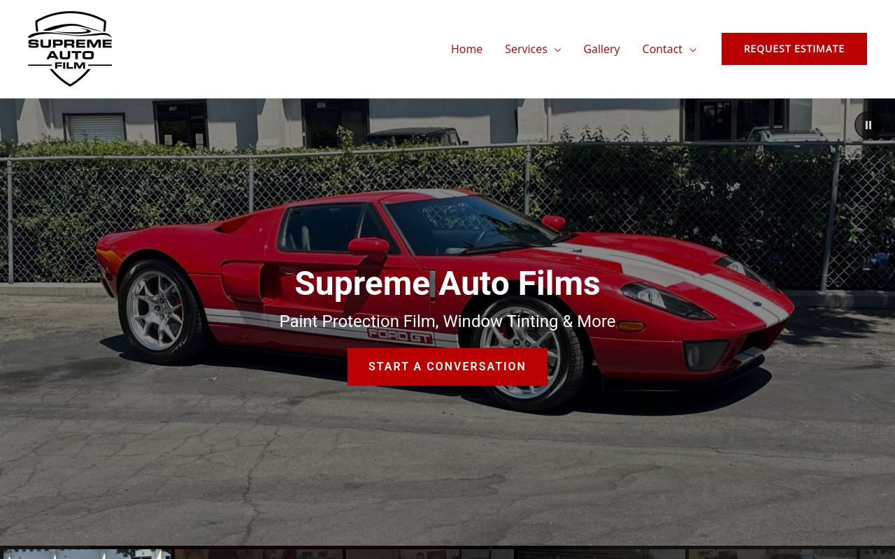 Homepage of Supreme Window Tint & Vehicle Advertising Wraps's website