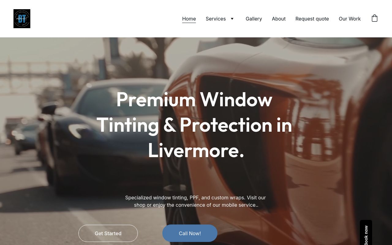 Homepage of Bluemax Window Tint & Wrap's website