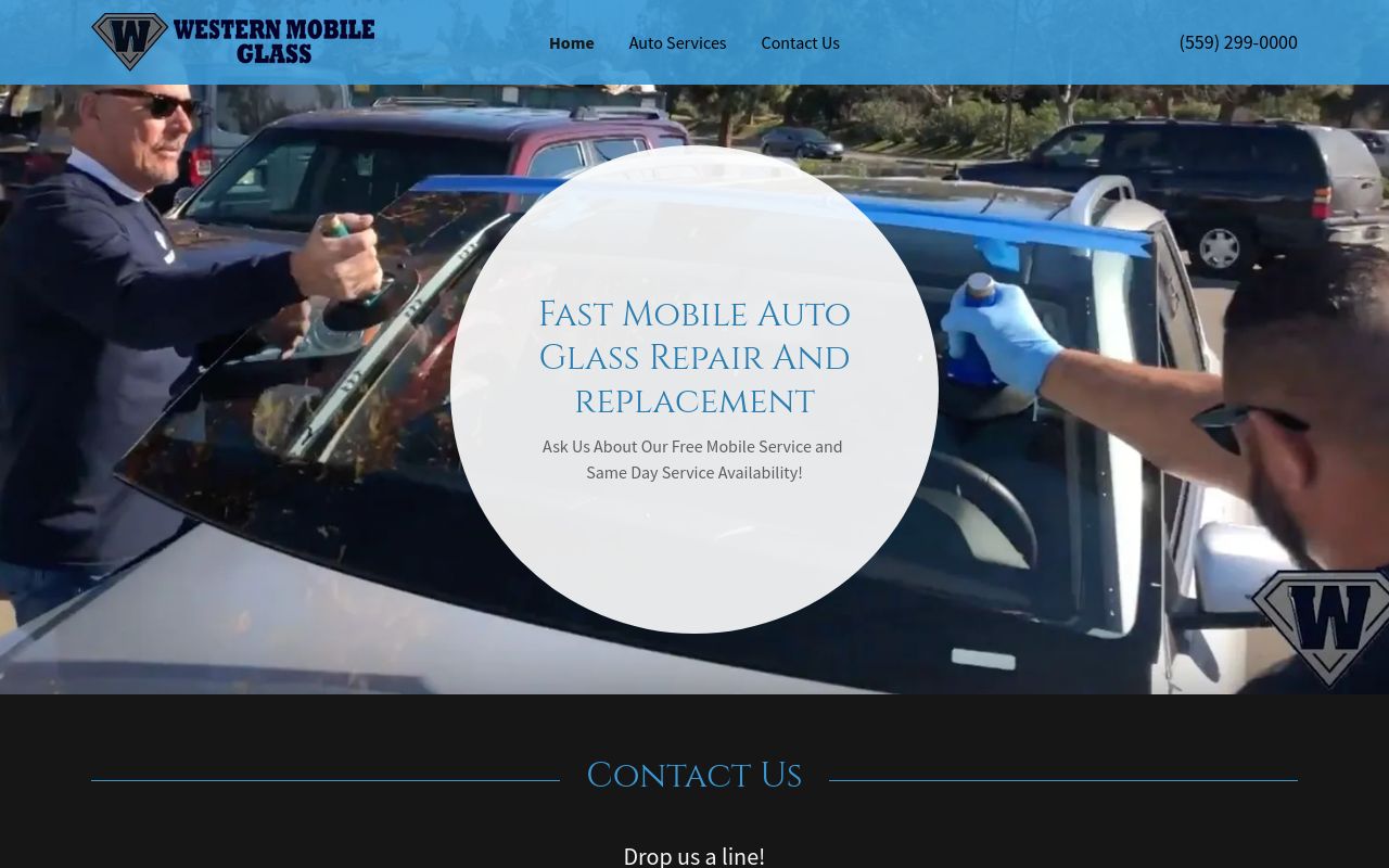 Homepage of Western Mobile Glass's website