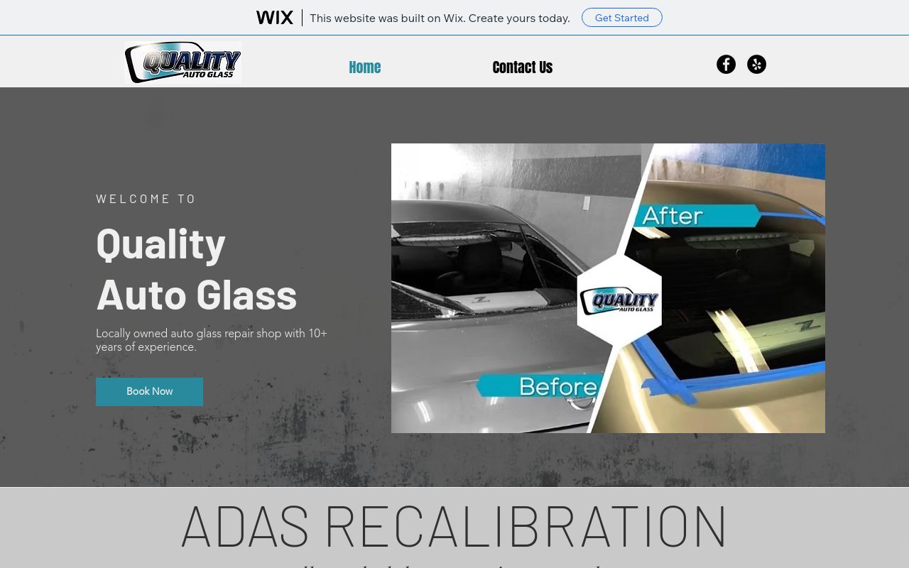Homepage of Quality Auto Glass's website