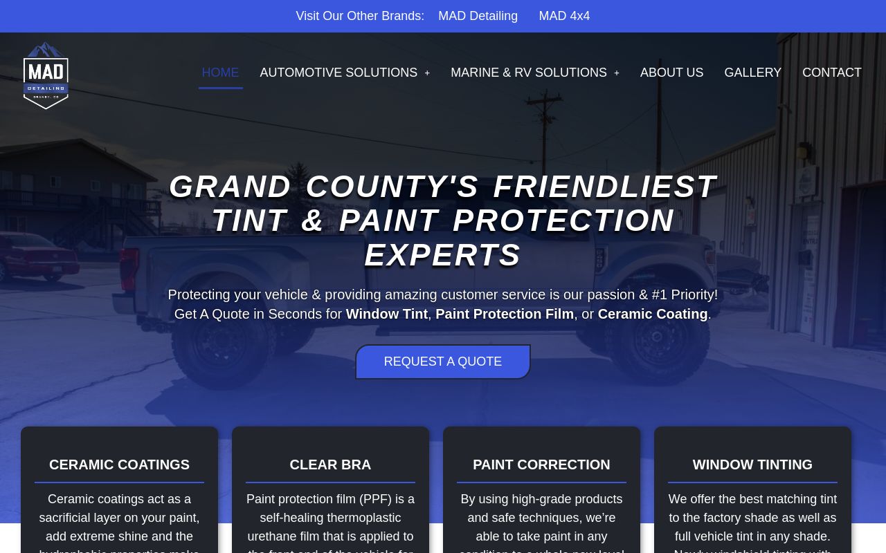 Homepage of Mad Detailing's website
